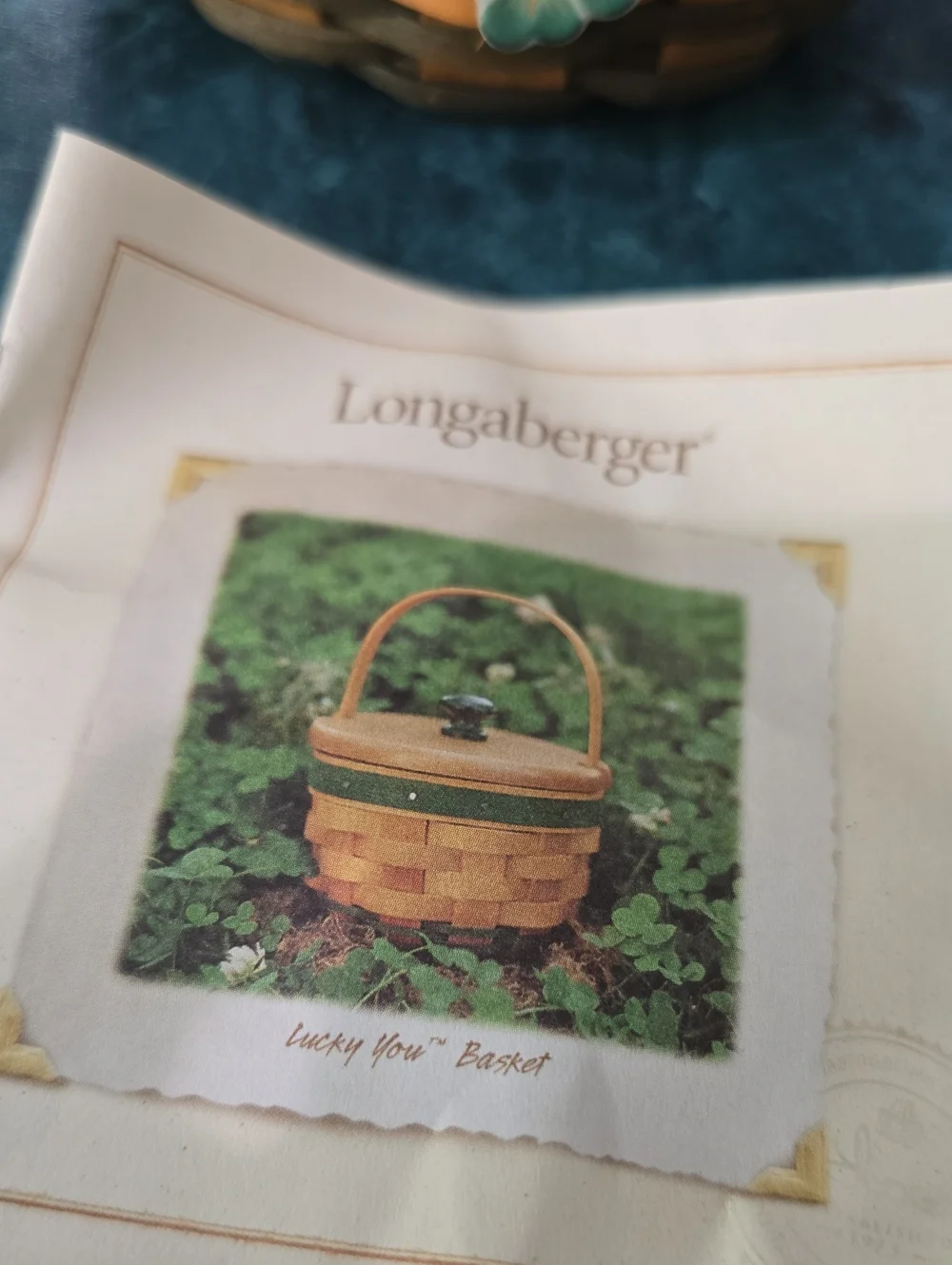 2001 Longaberger Lucky You Basket With Liner And Plastic And Hang Tag. New.
